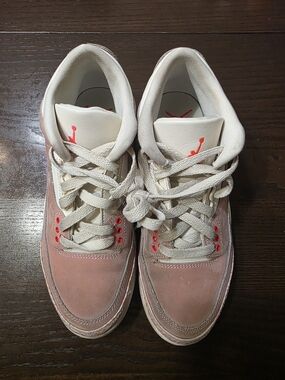 Air Jordan Pink Suede Sneakers with Cream Accents